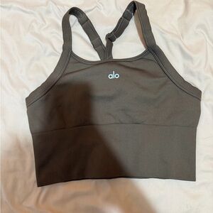 ALO Yoga Teal Ribbed Crop Top